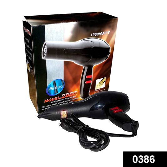 0386 1500 Watts Professional Hair Dryer 2888 (Black)